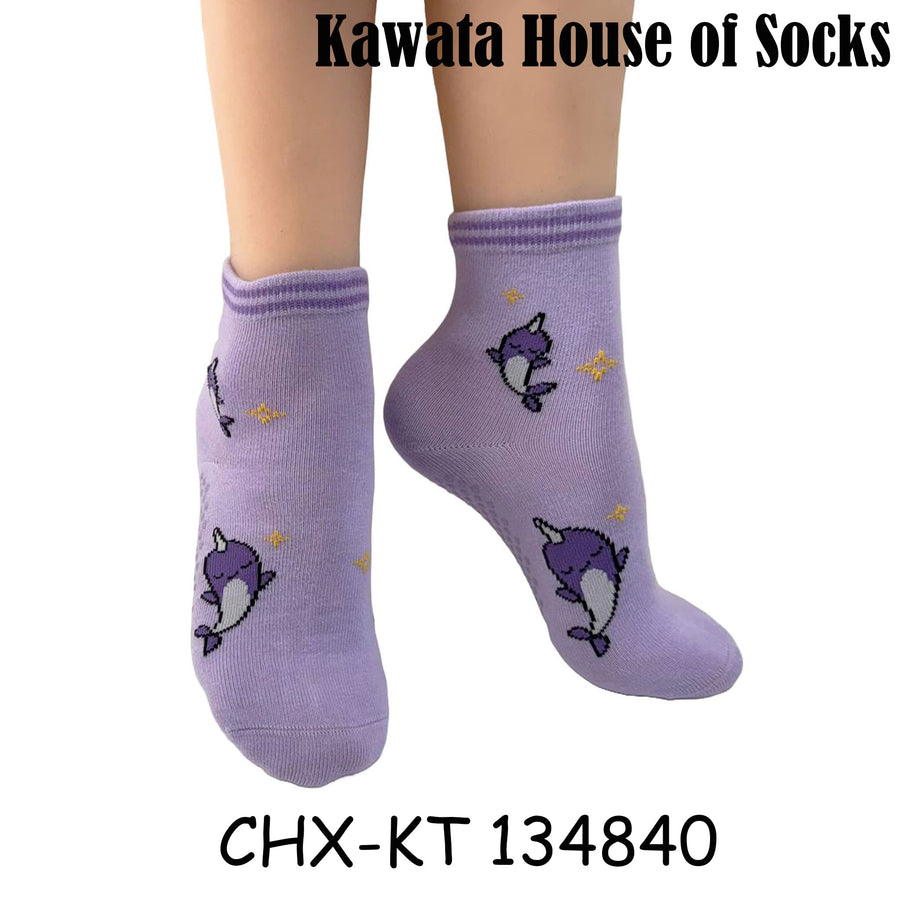 Kids Anti Slip Quarter Length Casual Socks - Unicorn Dolphins