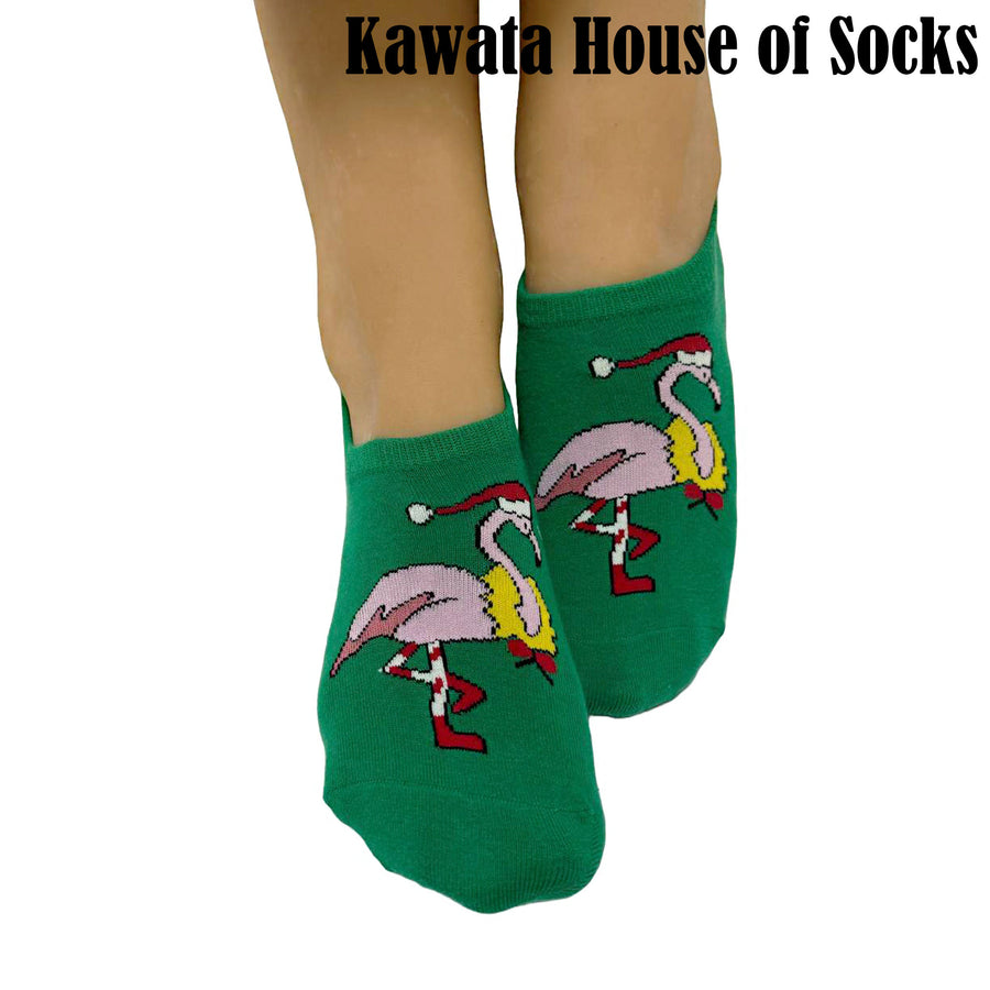 Low Cut Ankle Socks - Flamingo Christmas Socks