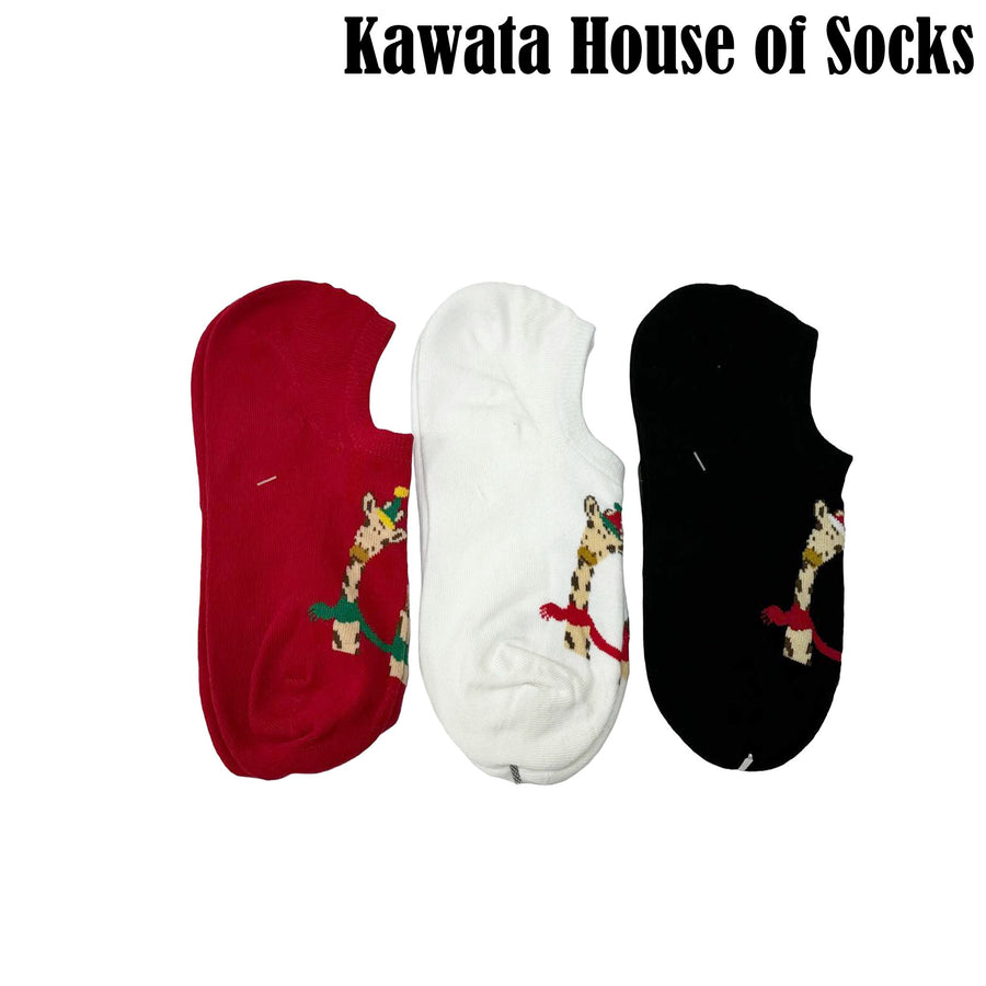 Low Cut Ankle Socks - Giraffe Christmas Socks