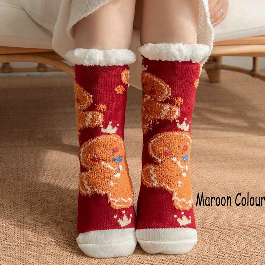 Christmas Thick Thermal Winter Sleeping Socks | Sherpa Lined Sock