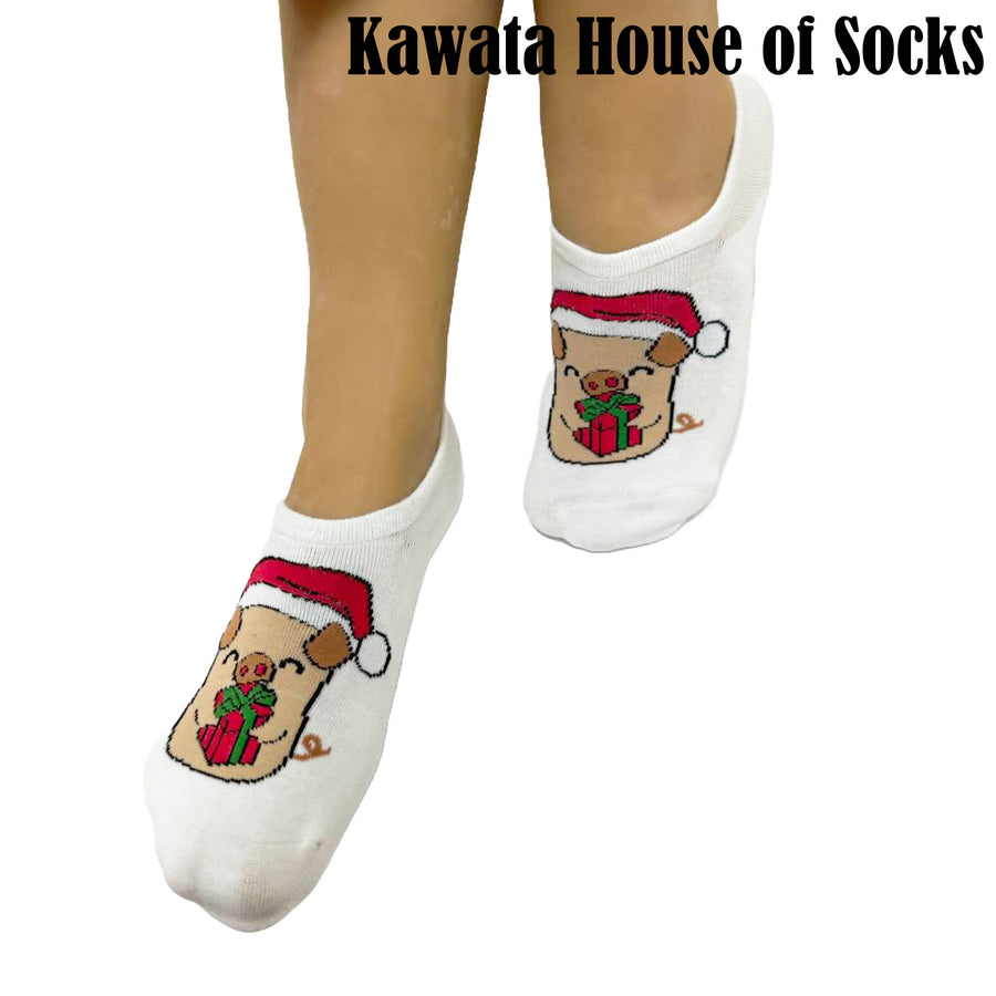 Low Cut Ankle Socks - Giraffe Christmas Socks