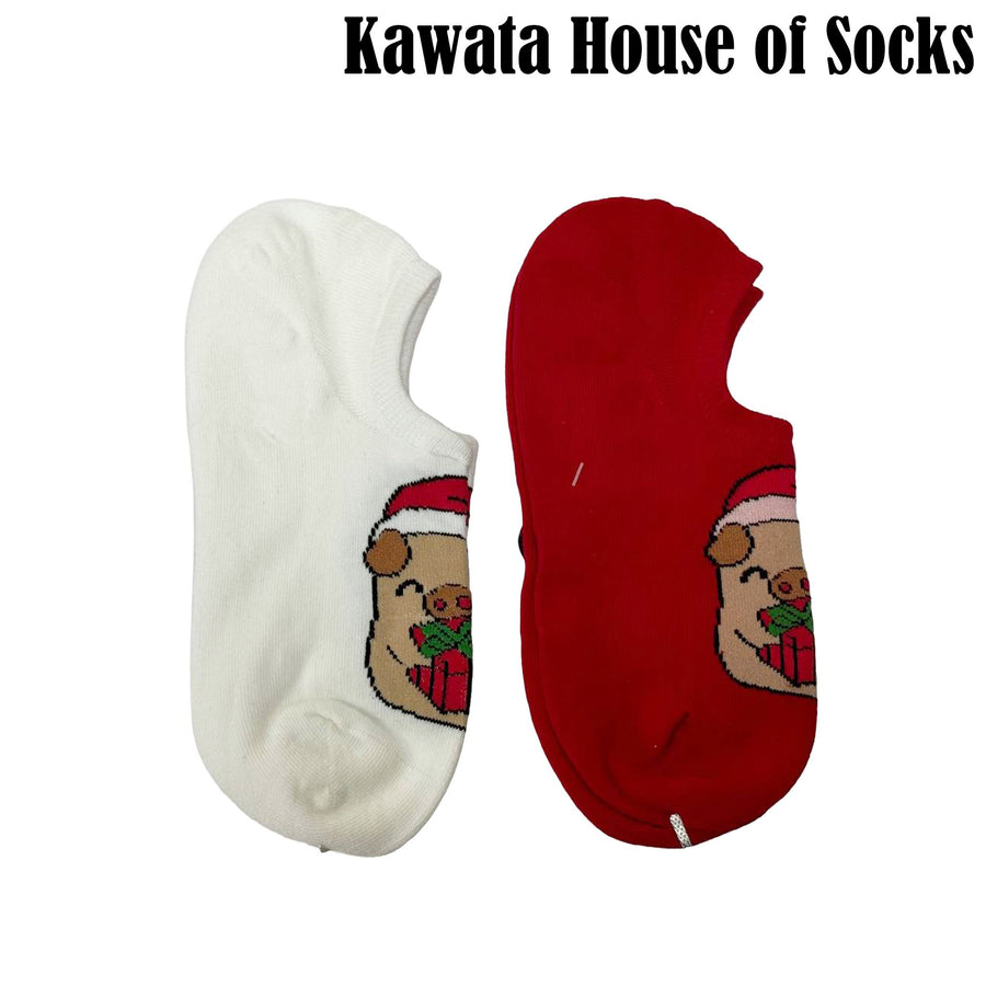 Low Cut Ankle Socks - Giraffe Christmas Socks