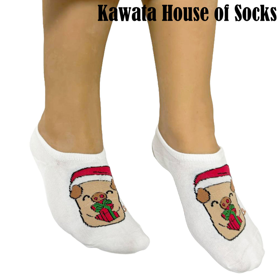 Low Cut Ankle Socks - Giraffe Christmas Socks