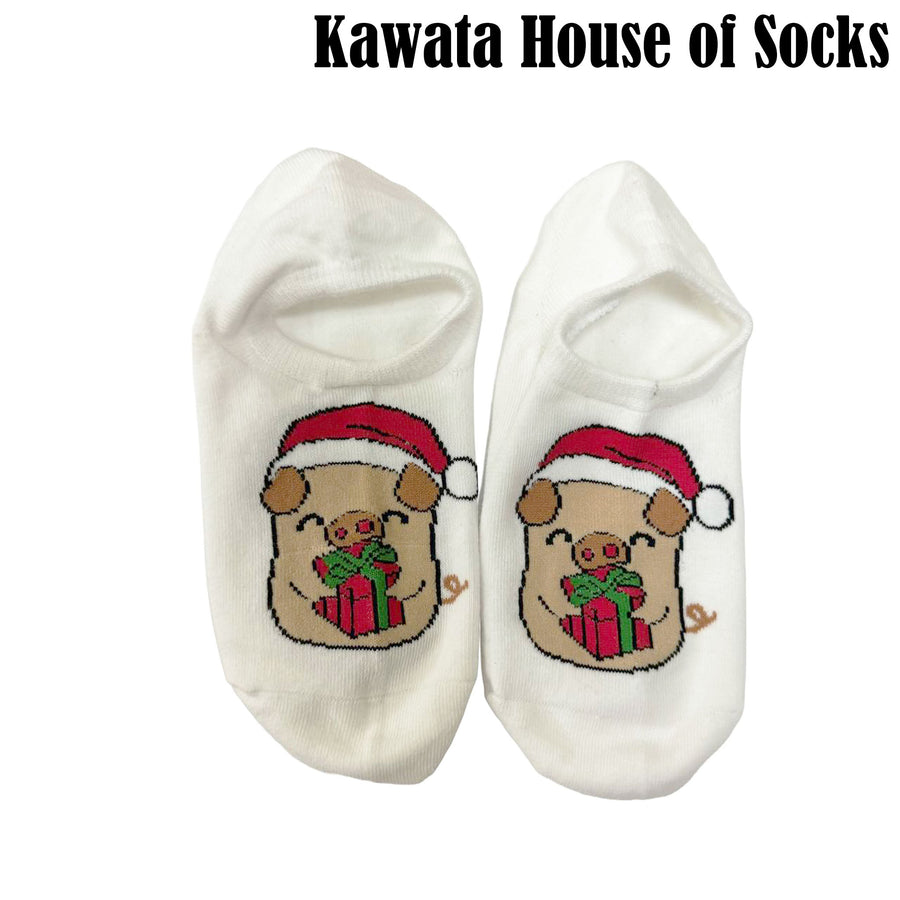 Low Cut Ankle Socks - Giraffe Christmas Socks