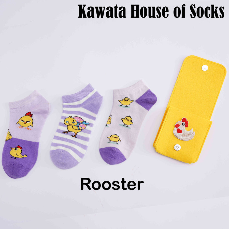 Chinese Zodiac 3 Pairs Ankle Socks with Pocket Compartment