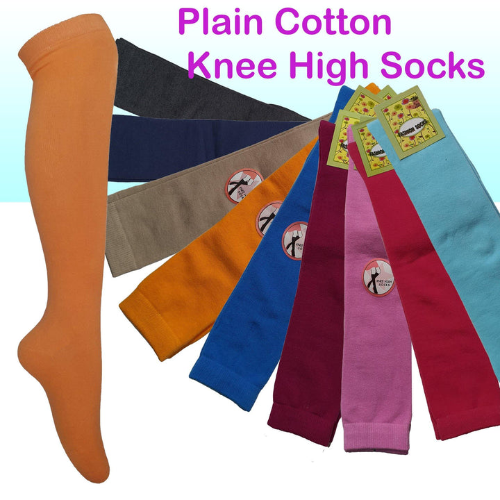 Plain Cotton Knee High Socks - Kawata House of Socks